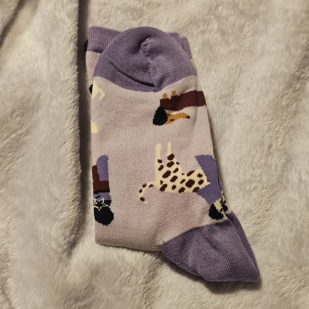 Vera Bradley Holiday Hounds  Purple Outlet Essentials Crew Socks